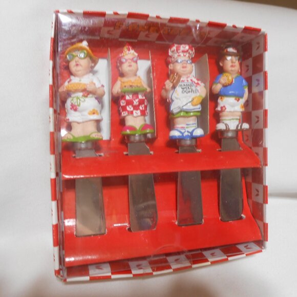 NEW 4 PIECE SET BACKYARD BBQ STAINLESS STEEL KNIFE DIP BUTTER SPREADERS GREAT π - Picture 1 of 9